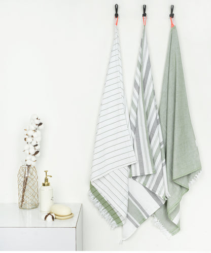 Thirsty Towel Cotton Bath Towels Cambric assorted combo 3 Towels forest green towels 100% Cotton soft Towels Soft towel quick absorption towels thin towels light weighted towel travel friendly towel absorbent towel quick dry towel