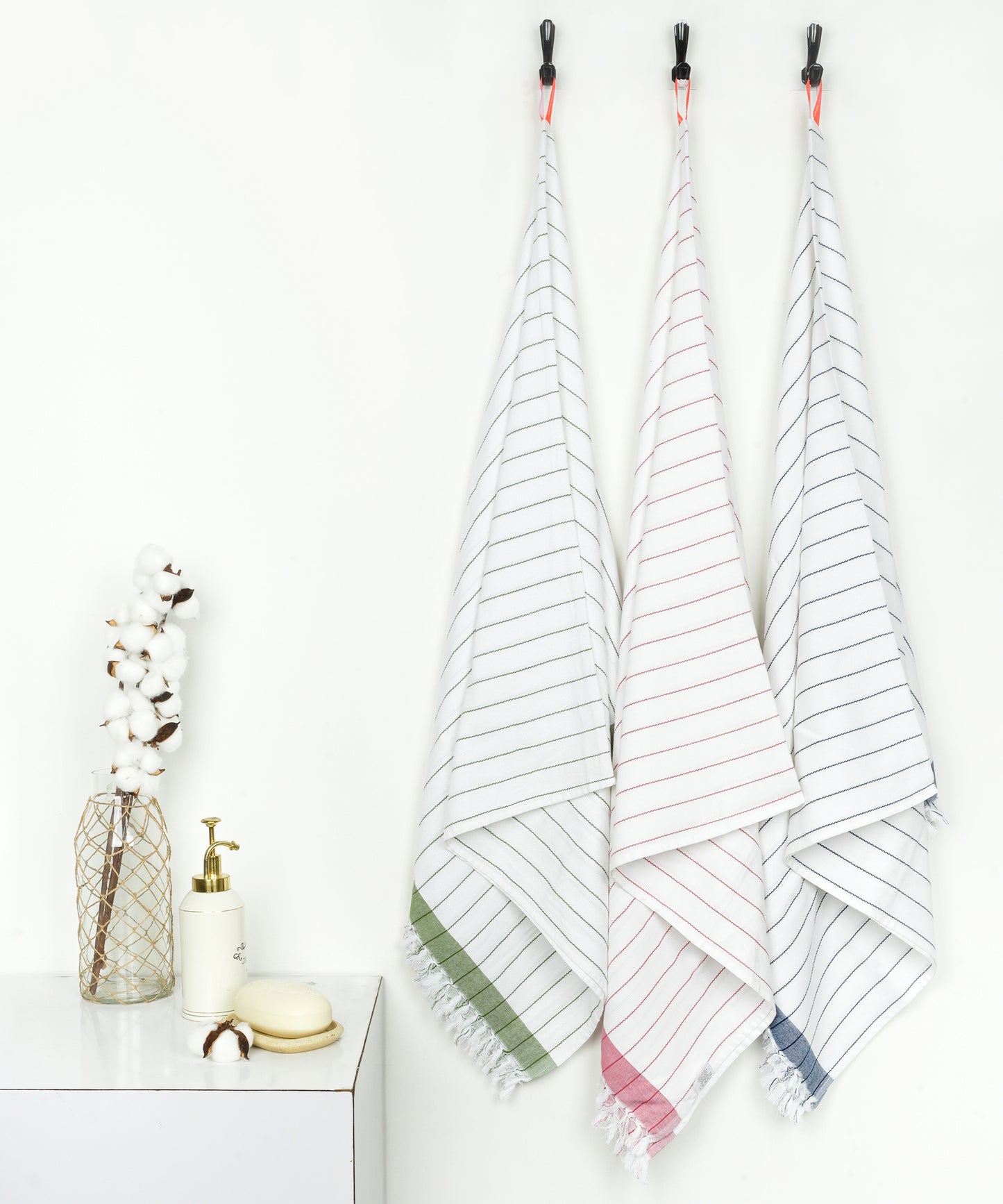 Thirsty Towel Cotton Bath Towels Cambric pin stripe Towel denimblue forestgreen merlot mauve towels 100% Cotton soft Towels Soft towel quick absorption towels thin towels lightweighted towel travel friendly towel absorbent towel quick dry towel